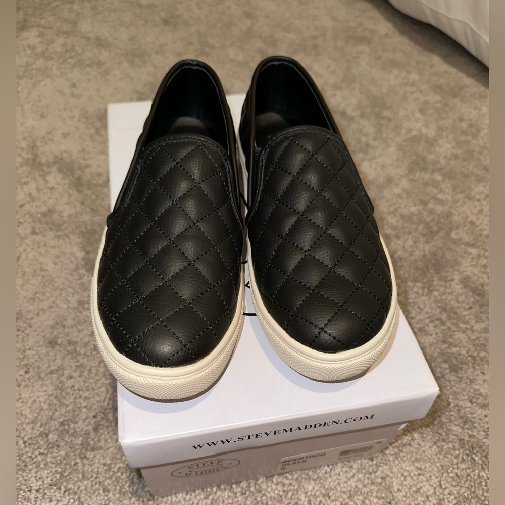 Steve Madden Black Quilted Slip-On Sneakers